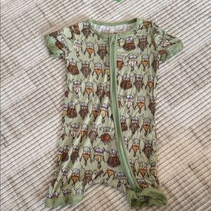 Baby Green Viking Print Bamboo Short-Sleeve Romper